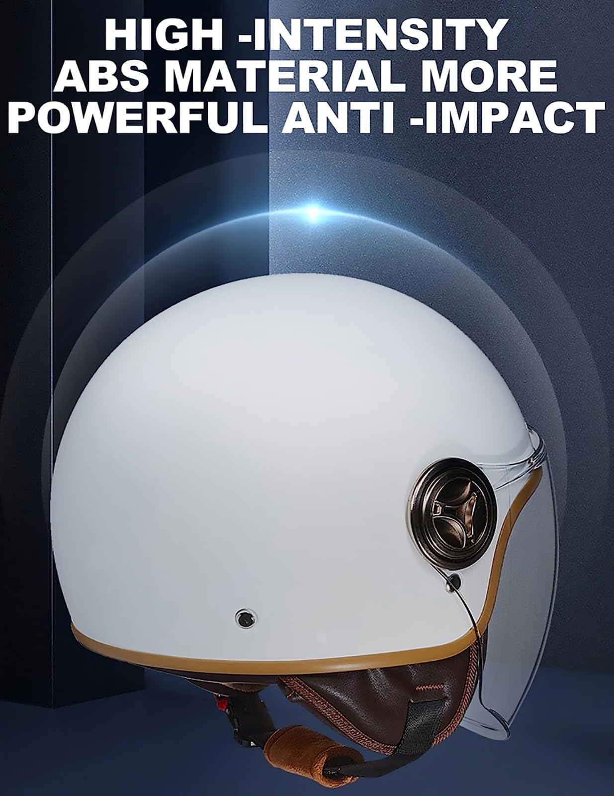 BDBRHFG Retro Motorradhelm - DOT/ECE Halbjet Helm Mit Visier XXL 63-64cm