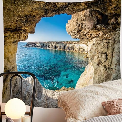 Miniatura 6 de Llamazing - Tapiz de bosque mágico, decoración para el hogar, sala de estar, dormitorio, para usar como cortina (mar, 78 de largo x 60 de ancho)