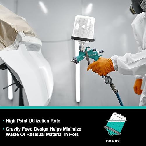 Miniatura 2 de Pistola de pintura de aire DOTOOL LVLP con boquillas de 1.31.51.7mm y regulador de aire, pistolas de pintura R500 para automoción, pistola de