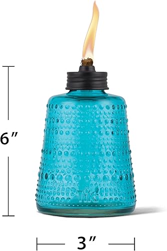 Miniatura 8 de TIKI Brand Carnival - Antorcha de mesa  Cristal azul, verde y morado  Iluminación exterior en patio, patio trasero, paquete de 3, 6 pulgadas, 1120163