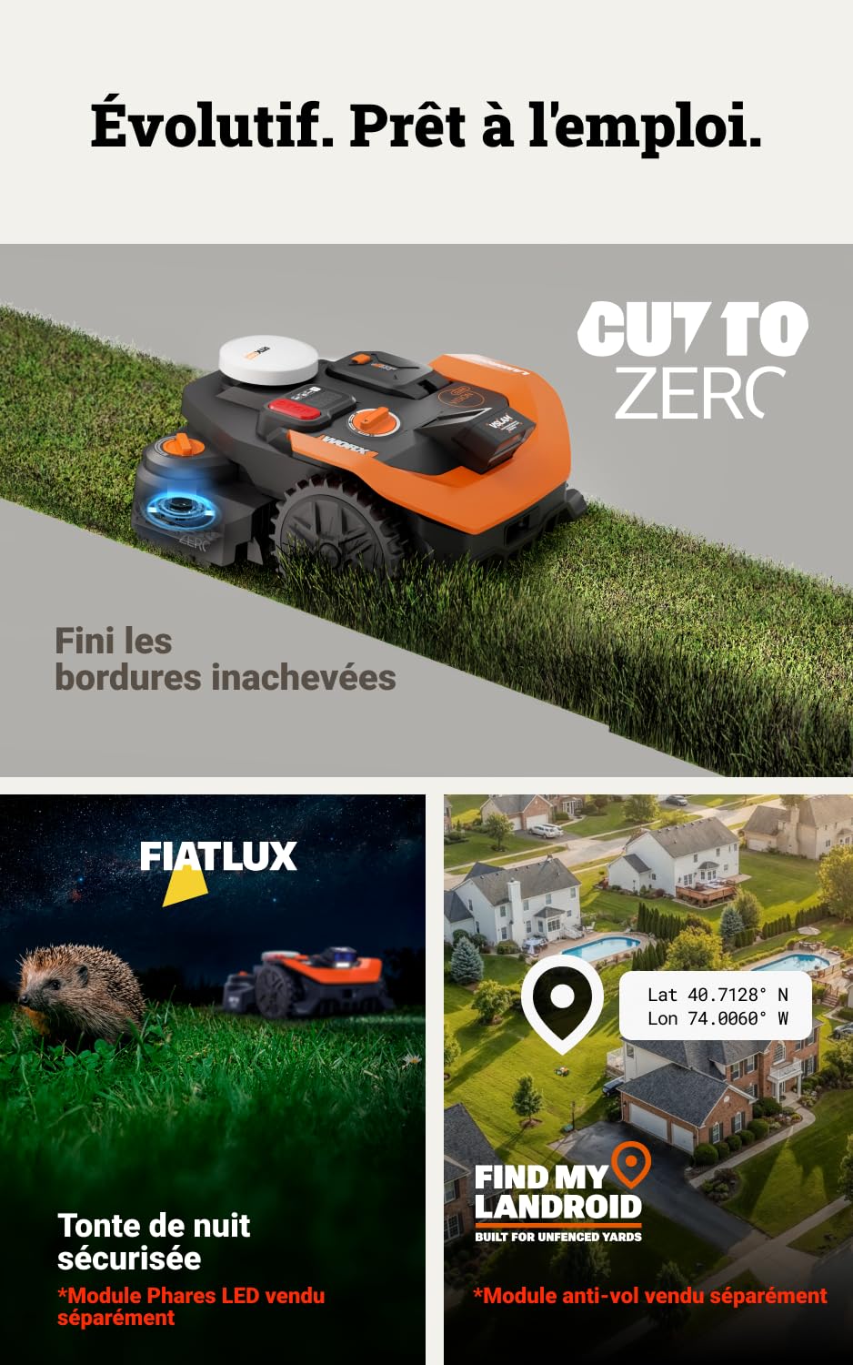 WORX Vision Cloud 2WD WR308E Robot Tondeuse 800 m² sans Fil périphérique + Garage (évitement d'obstacles par IA, Navigation VSLAM + RTK, cartographie Auto, contrôle Via Application, Cut-to-Zero)