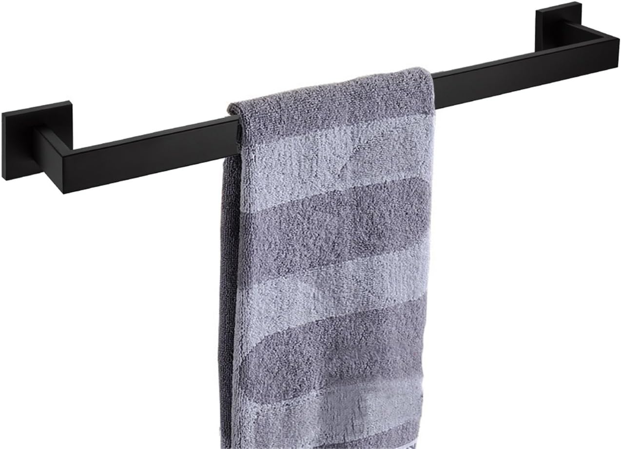 Nolimas Matte Black Bath Towel Bar Single Bars Towel Rack Rod Classic Wall Mounted Stainless Steel Bathroom Towel Bar Toilet Kitchen Towel Shelf Single Layer, 24inch