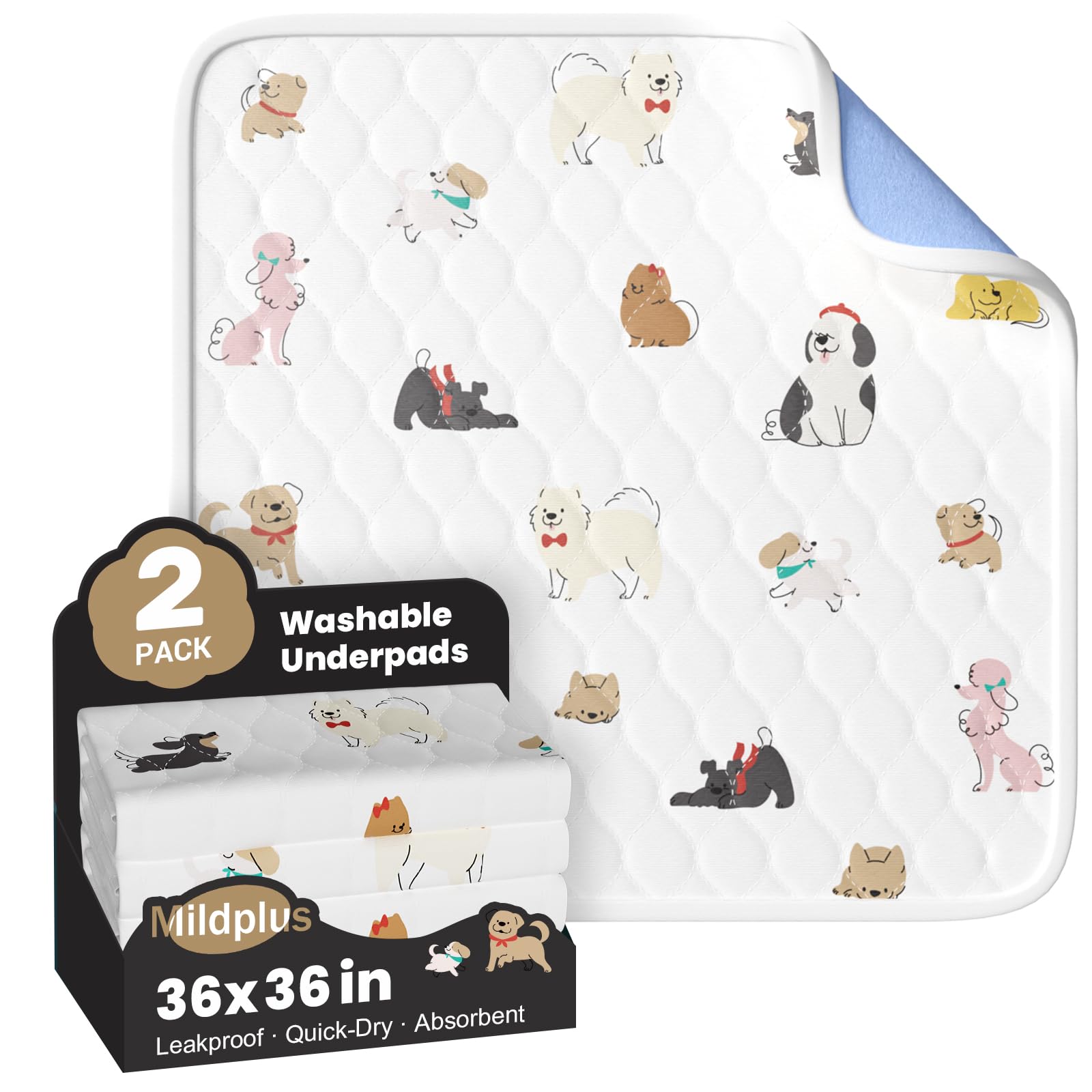 2Packs Bed Wetting Pads for Kids Toddlers 36x36 5 Layer Waterproof Washable Pee Pads Potty Training Mattress Protector