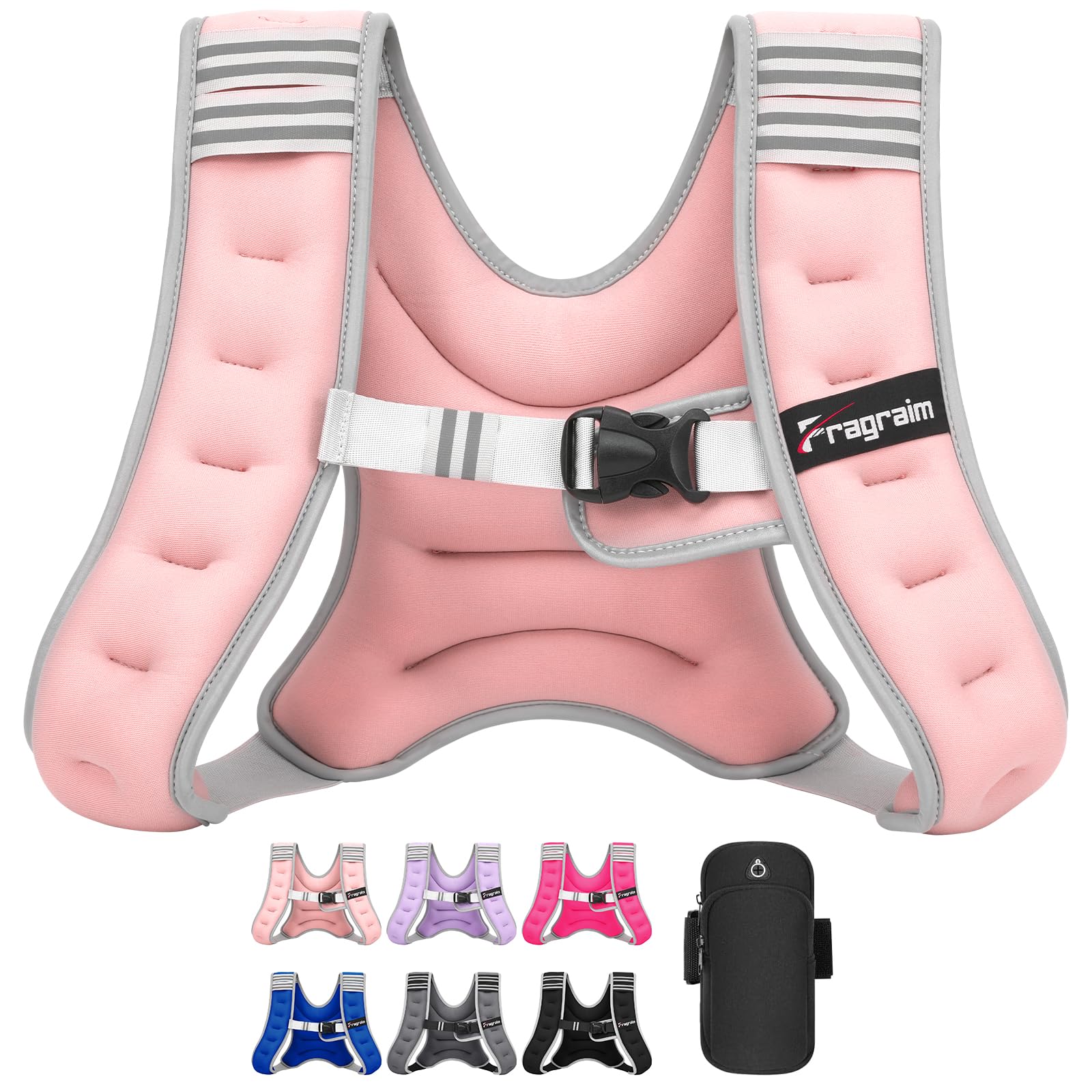 Fragraim Weighted Vest for Women Men - 8lb 10lb 12lb 16lb 22lb 25lb 30lb Weight Vest with Reflective