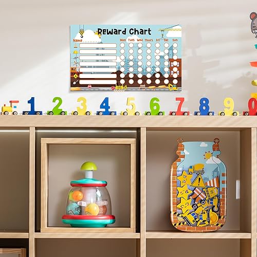 Miniatura 5 de Pasimy 45 tarros de recompensa para niños, tabla de recompensas de construcción, aula, tabla de tareas de entrenamiento para niños, tarro de