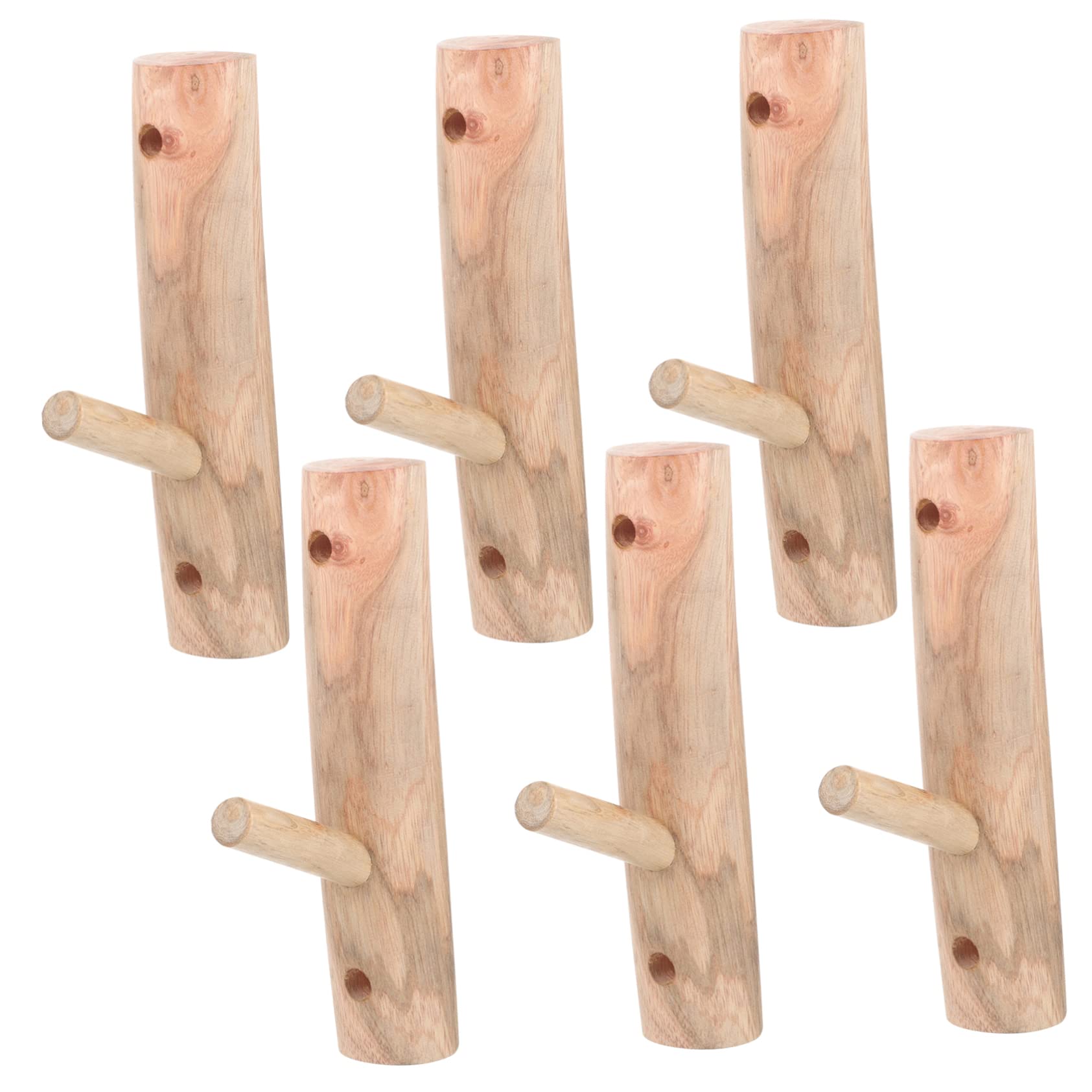 Ganchos de Madera para Abrigos de Pared 6 Piezas Estilo Rústico