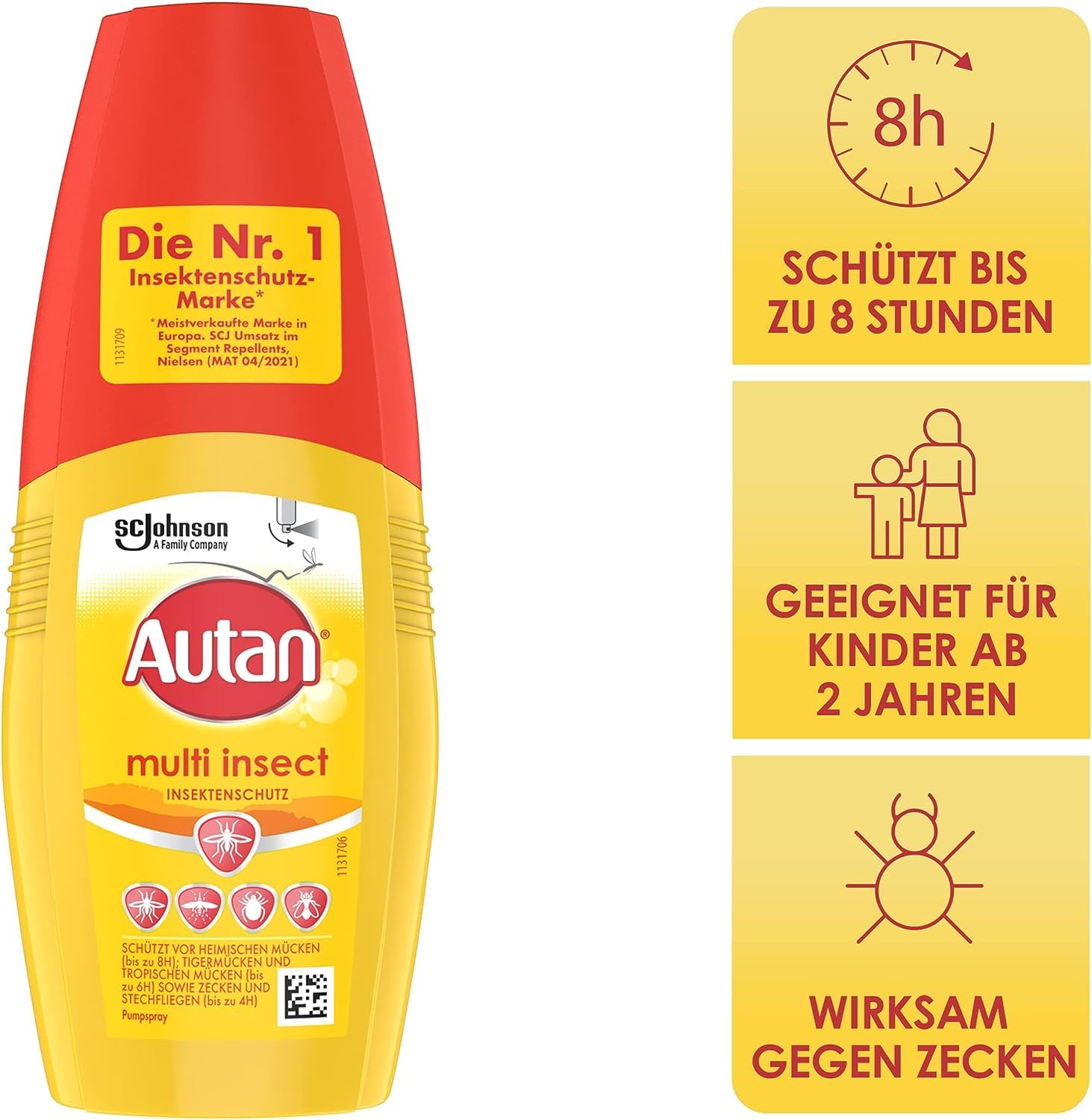 Autan Multi Insect Pumpspray, Multi-Insektenschutz vor Mücken, Stechfliegen und Zecken, 6er Pack (6 x 100 ml)