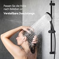 Auralum 70 cm zuhanysín állítható magassággal, 360° forgatható tartóval, rozsdamentes acél, fekete 6