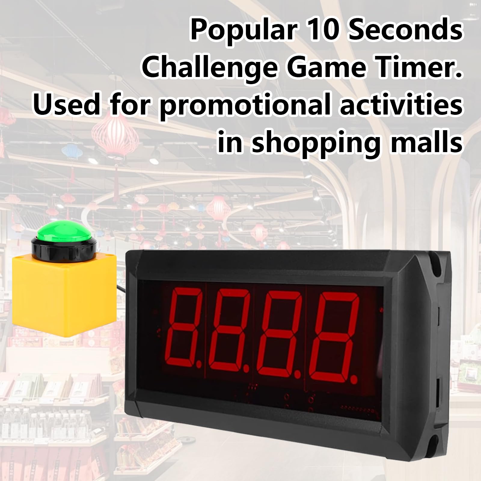 10S Temporizador de Juego LED, Temporizador de Cuenta Regresiva con Control Remoto, Área Visible de 20m CA 100-240V para Tienda, Supermercado, Centro Comercial