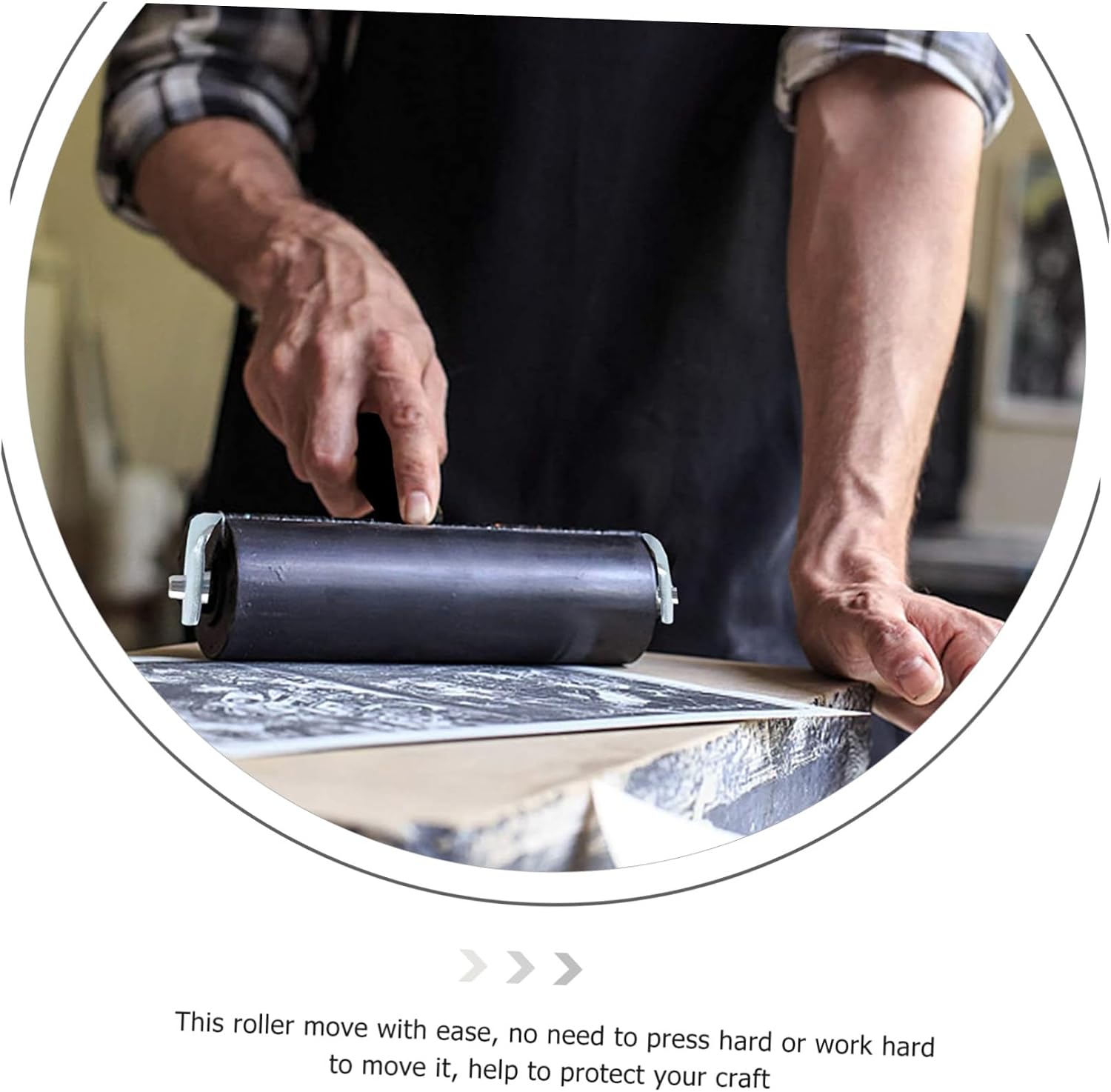 HAKIDZEL Non-Slip Handle Rubber Roller Ink Applicator for Printmaking and Crafting Oil Painting Tool for Even Ink and Glue Spreading Smooth Surfaces for Stamping and Scrapbooks