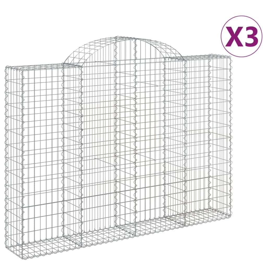 Cestas para gaviones (3 unidades, 200 x 30 x 140/160 cm) | Diámetro de alambre de 3,5 mm, ganchos reforzados, barrera decorativa de jardín, relleno con piedras o grava