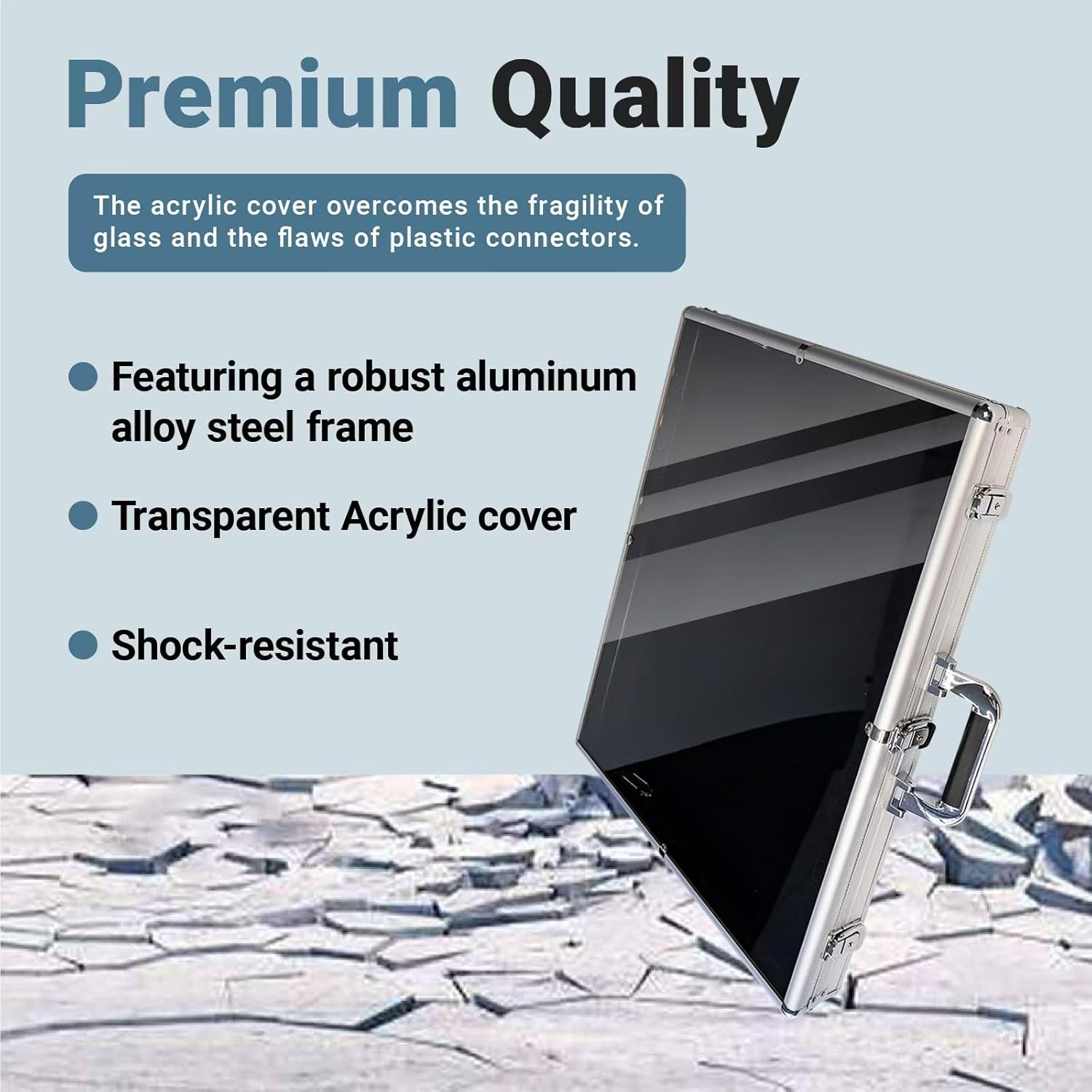 Aluminum and glass display cases for cards, XL large desktop display case with lock, portable trade show case for jewelry MTG card collector cards.