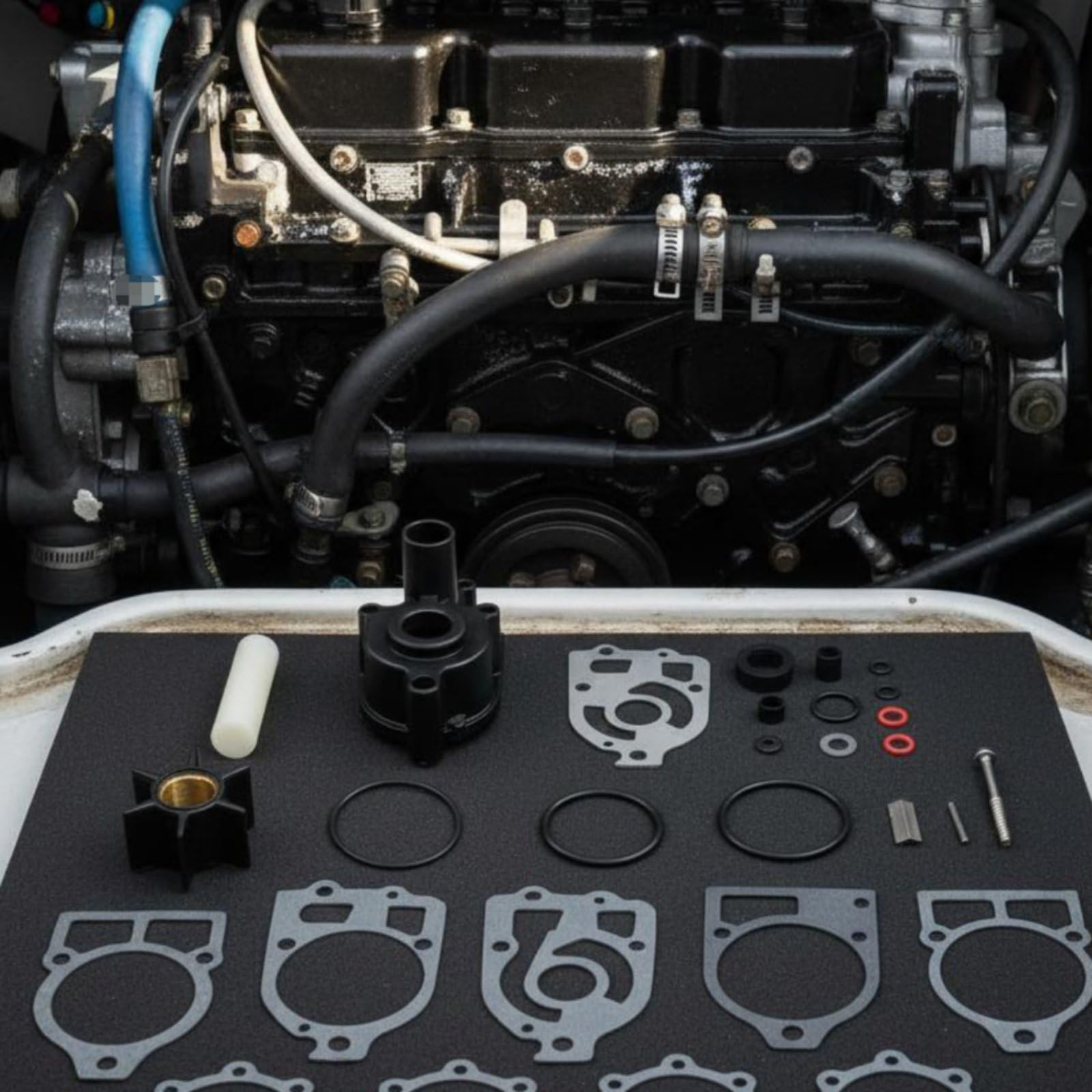 predolo Marine Pompa Girante Kit Guarnizioni Ricambi Gomma Metallo Resistente Funzione Raffreddamento Adatto per Manutenzione Barca Navigazione Pesca