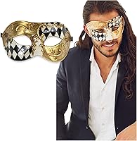 Vista 22 de Masquerade Mask For Men - Antique Look Mask for Halloween, Venetian Party, Masquerade Party, Mardi Gras, & Prom Azul / dorado medio cuadros