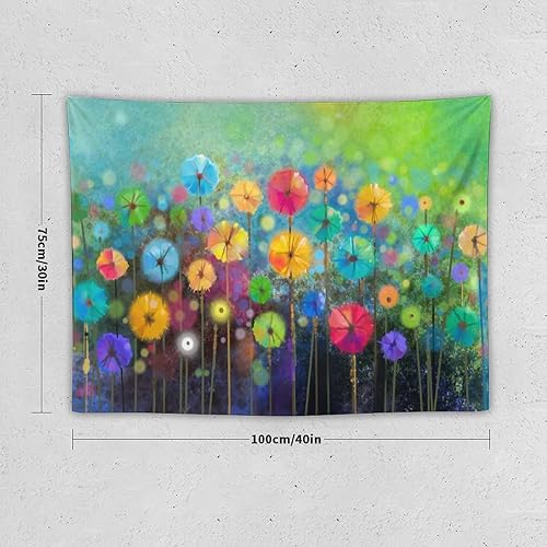 Miniatura 2 de DDCBNS Tapiz floral abstracto, colorido diente de león, tapiz para colgar en la pared para dormitorio, sala de estar, puerta, balcón, 40 x 30