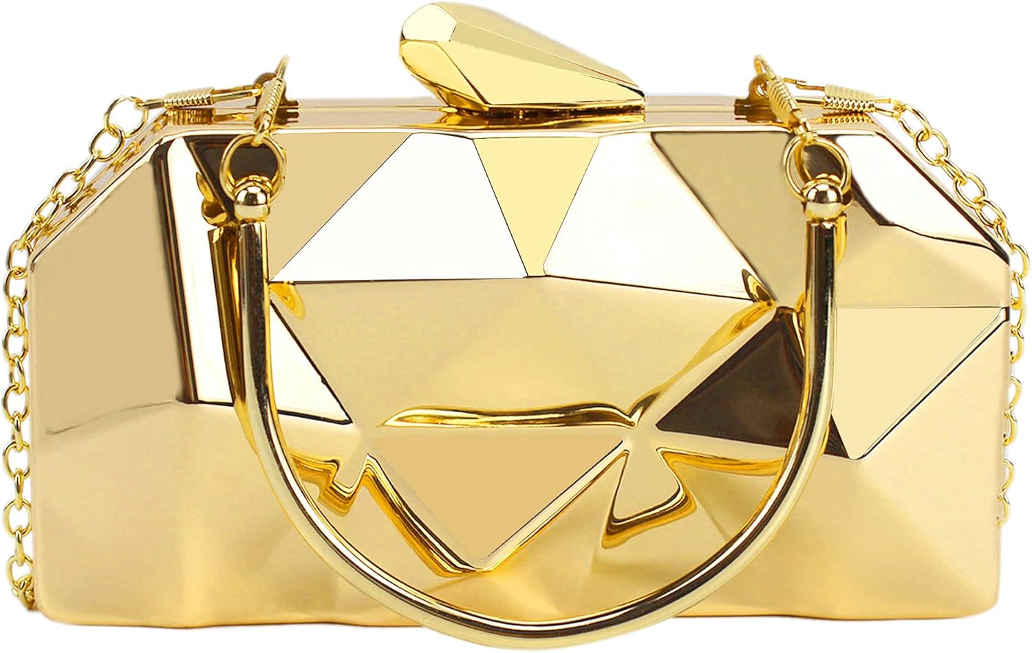 Buddy Women Lattice Metal Clutch Purse Geometric Chain Shoulder Bag