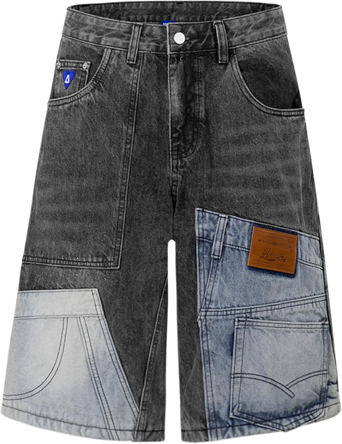 Aelfric Eden Baggy Cargo Jorts Denim Shorts Vintage Washed Patchwork Y2K Streetwear Unisex with Pockets
