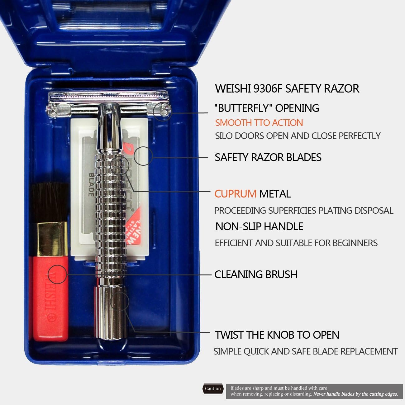 Weishi Double Edge Safety Razor with 10 Blades