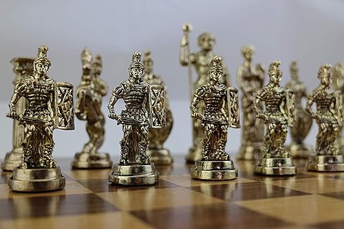 Miniatura 1 de (Sin tablero) Figuras históricas hechas a mano de Roma Piezas de ajedrez de metal, tamaño grande, tamaño King 4 pulgadas (solo piezas)
