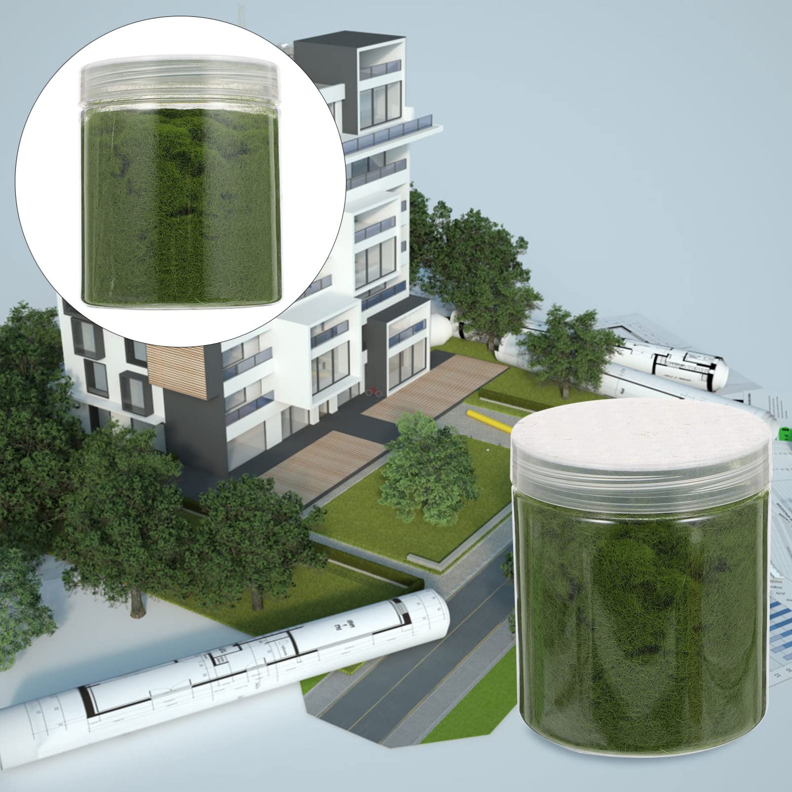 BEBEMOKO Grass Moss for Plants Flocking Fiber Green Easy DIY Artificial Lawn Powder