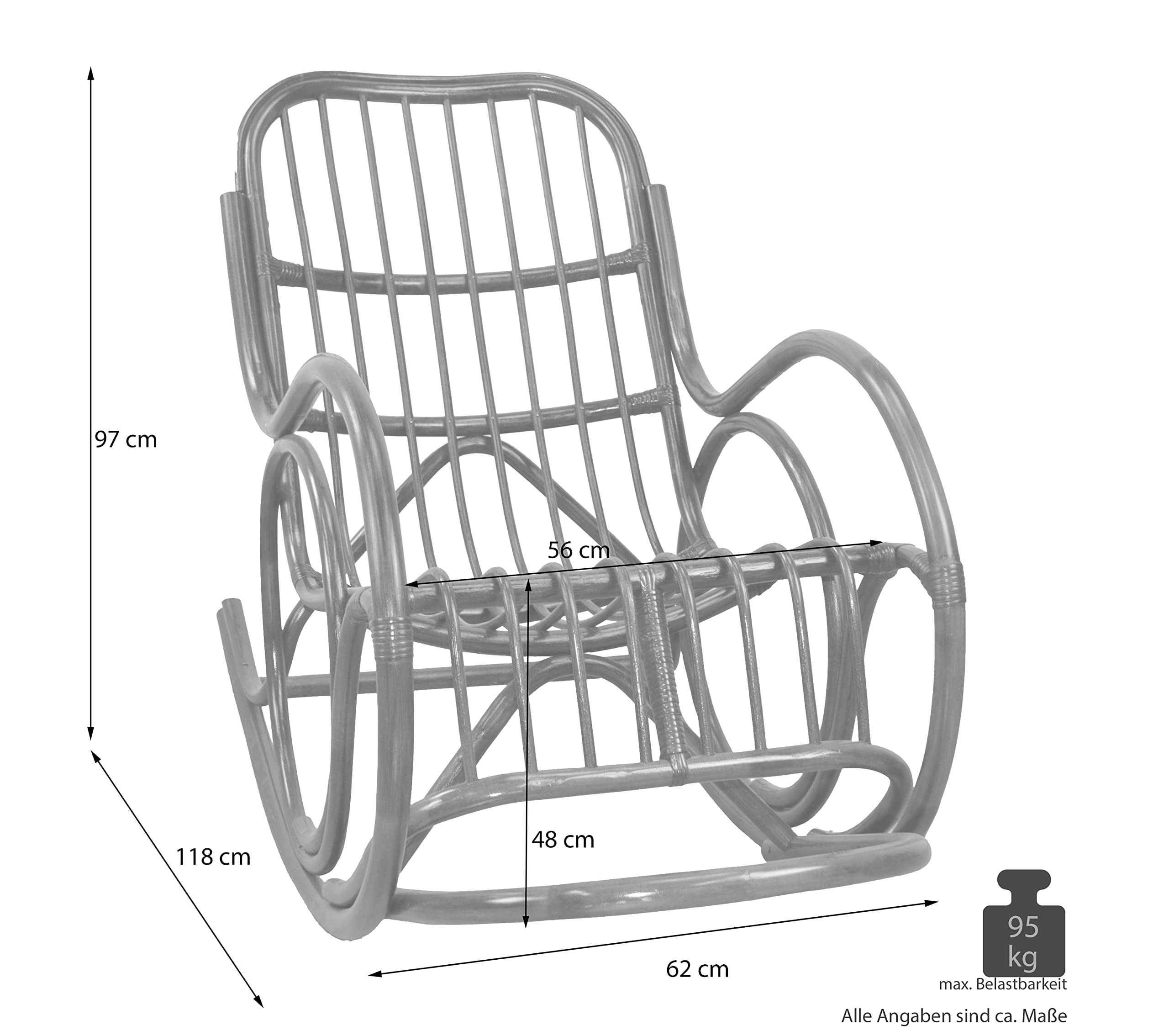 Schaukelstuhl - Garten - Rattan - Braun - Entspannen - Kissenverfügbar