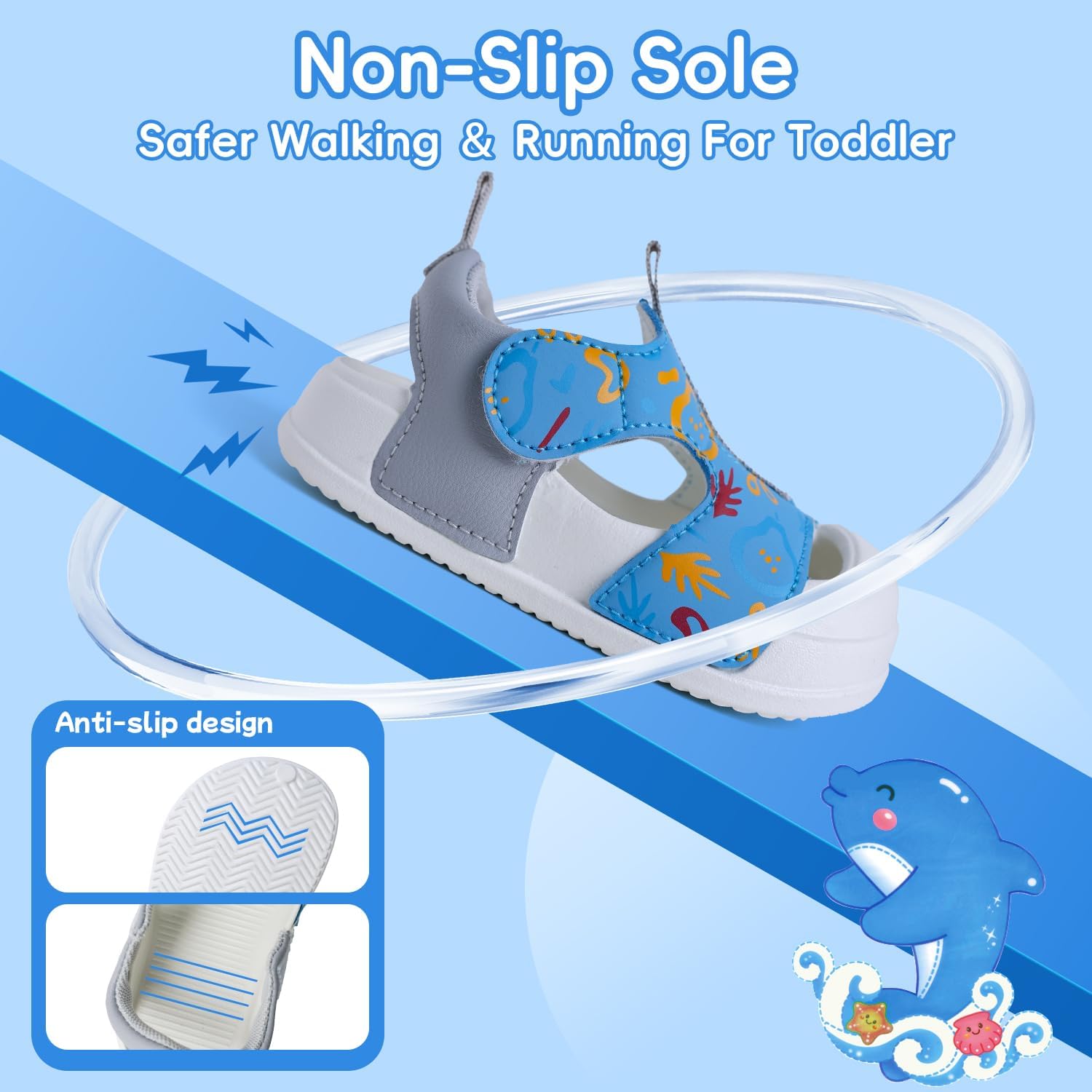 Toddler Sandals Boys Girls Slip On Walking Shoes Baby Breathable Quick-Dry Lightweight Sandals Shoes Non-Slip Barefoot Summer Outdoor Slip On Shoes