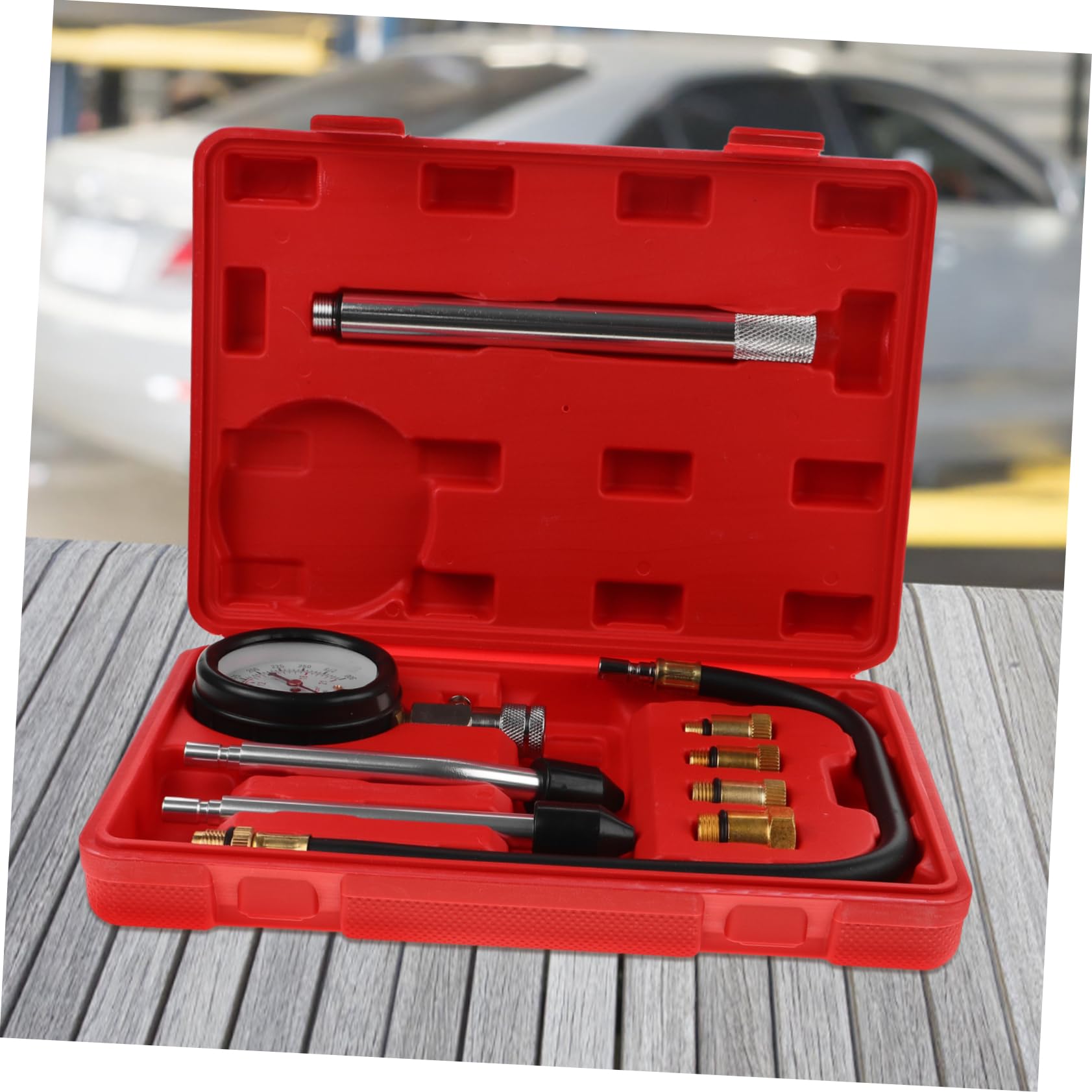 Cabilock Tester Compressione Del Cilindro Per Auto e Misuratore Pressione Per Riparazioni Kit Test Compressione Completo Strumento Adattabile Per Piccoli Motori e Motori Fuoribordo