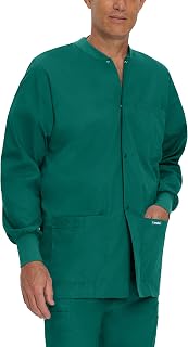 mens Landau Essentials Relaxed Fit 5-pocket Snap-front Scrub Jacket for Men 7551
