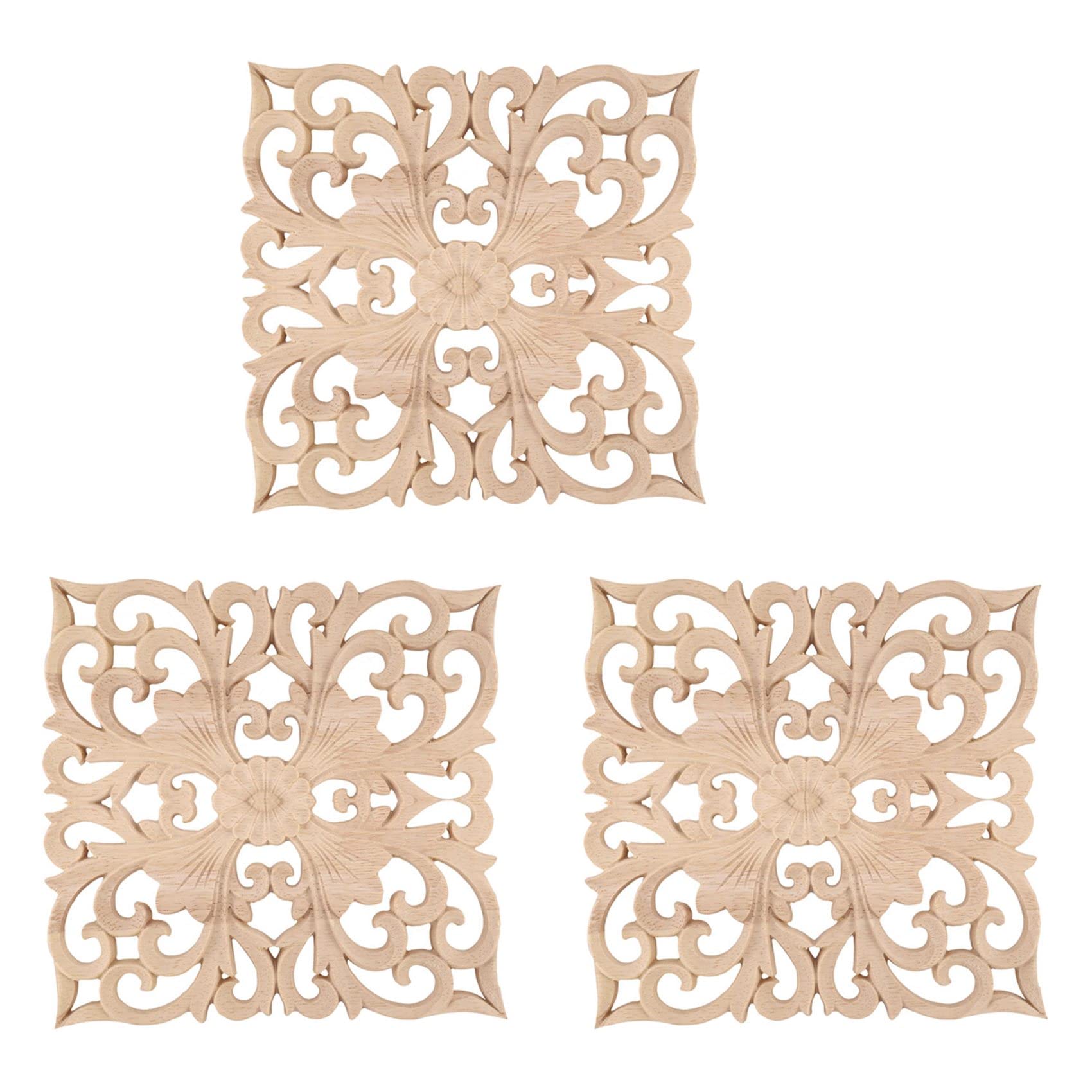 Apliques de madera tallado artesanal europeo 20x20cm para decorar muebles
