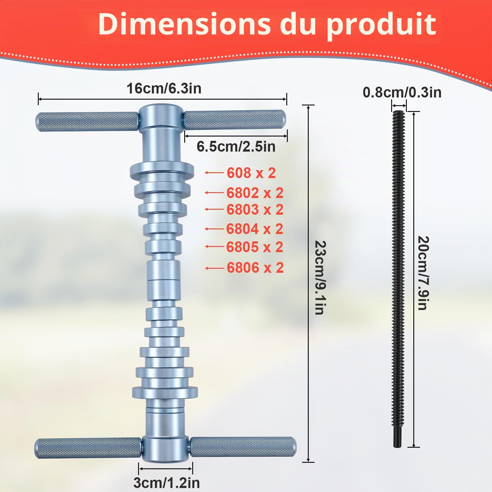 Kit De Presse À Roulement De Vélo,Ensembles D'Outils De Roulement De Vélo,avec Boîte De Rangement,en Alliage D'Aluminium,Extracteur Roulement pour Vélo