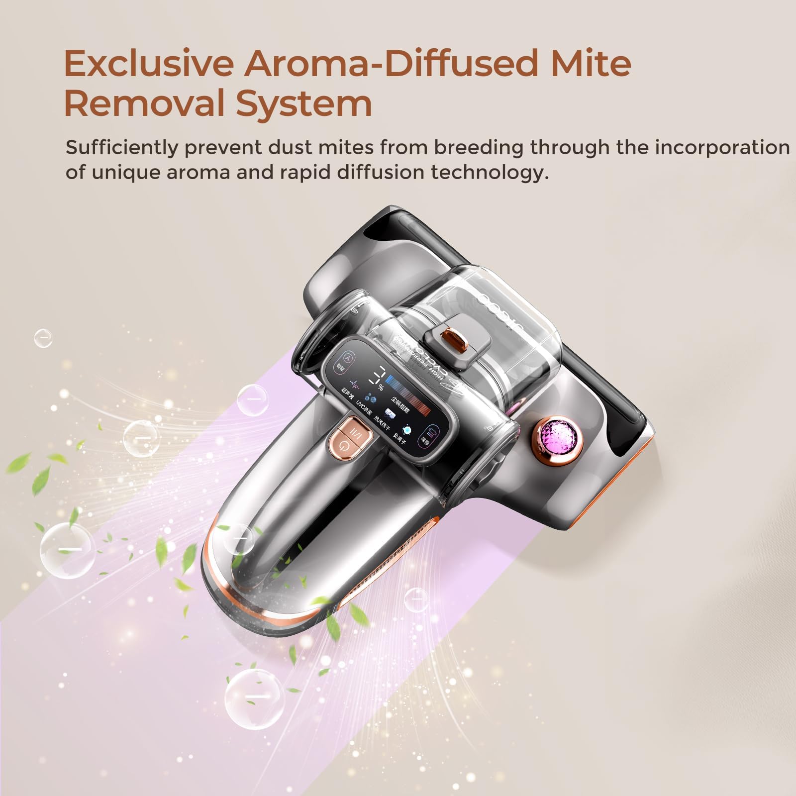 JIGOO T600 Aspiratore acaro per materassi, 700 W aspirapolvere acari con luce UV, 15 kpa attrazione acari aspirapolvere antiacaro rimuove il 99,9%, indicatore LED, 72 dB a basso rumore
