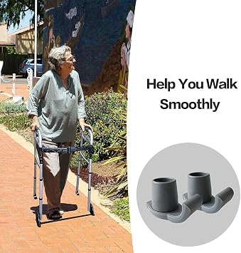 Walker Skis Glides Universal Fit, Walker Feet Glide Walker Glide Ski Heavy Duty Drive Walker Accessories for Senior Universal Replacement Glide Caps Tool Free instaltion (Dark Gray - 8Pcs)