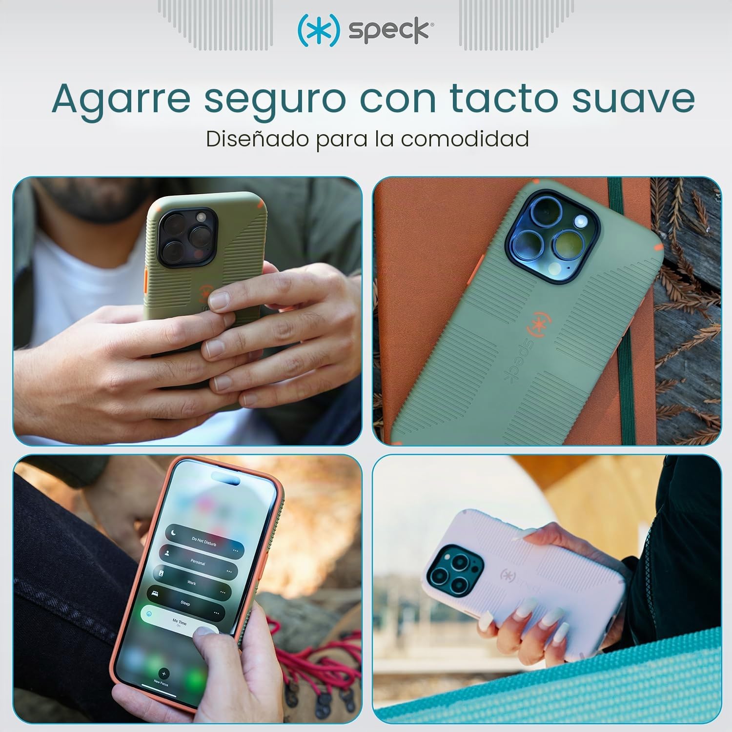 Speck CandyShell Grip - Funda para iPhone 15, iPhone 14 y iPhone 13, diseñada para MagSafe, Agarre de protección contra caídas, Resistente a arañazos, Suave al Tacto, Funda de teléfono de 6.1