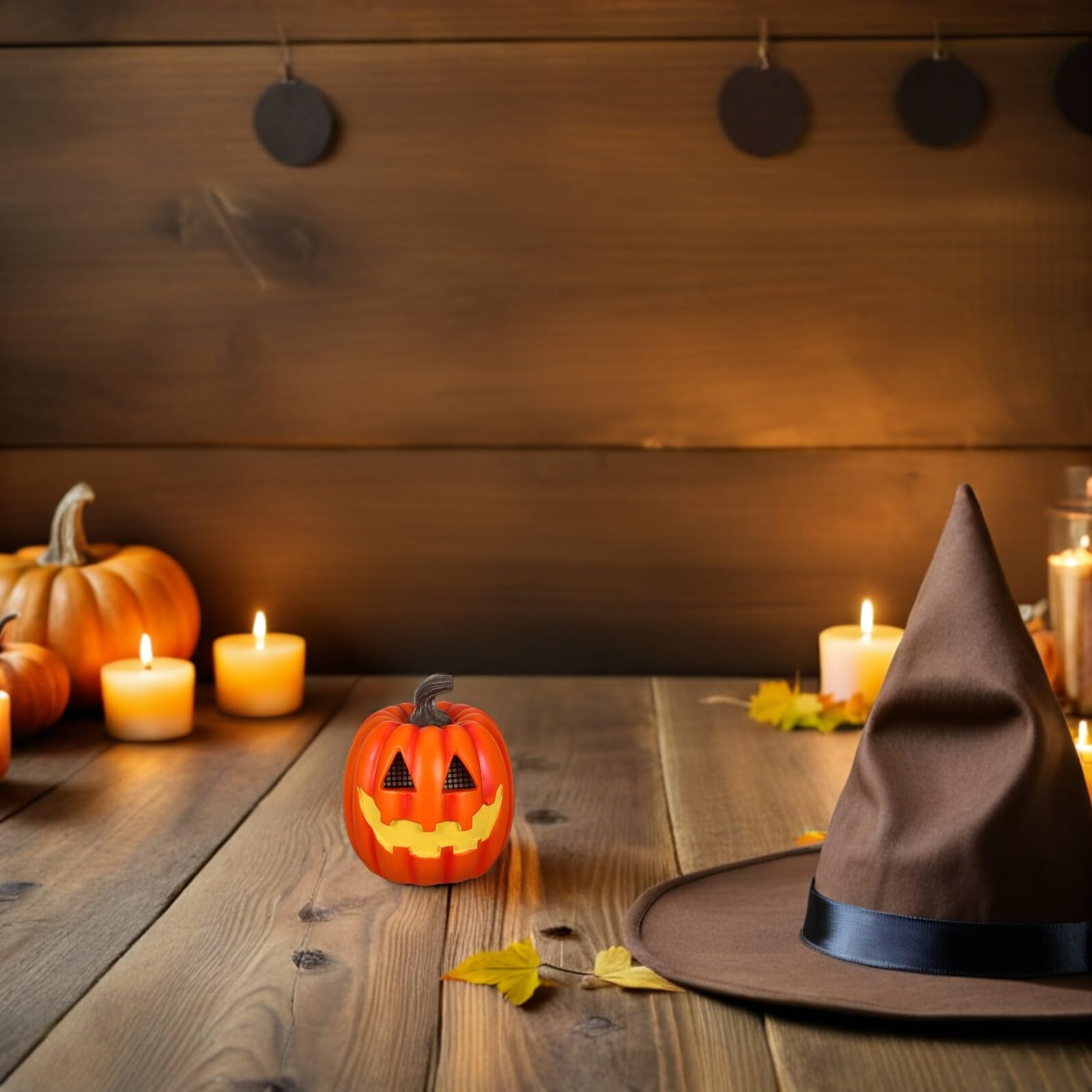 Halloween Kürbis Deko LED Laterne aus Robustem Harz Flammenloses Leuchten für Innen Außen Vielseitige Halloween Tisch Barbeleuchtung Stimmungsvolle Party deko mit Gruseligem