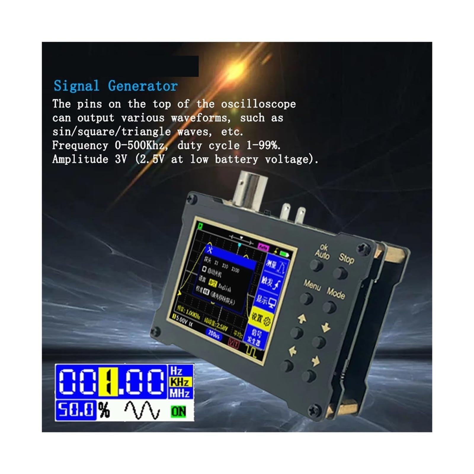 Oscilloscope Numérique DSO154Pro, Écran De 2.4 Pouces, 18MHz, Bande Passante Analogique, Prise En Charge Du Générateur De Signal Identification rapide(1M)