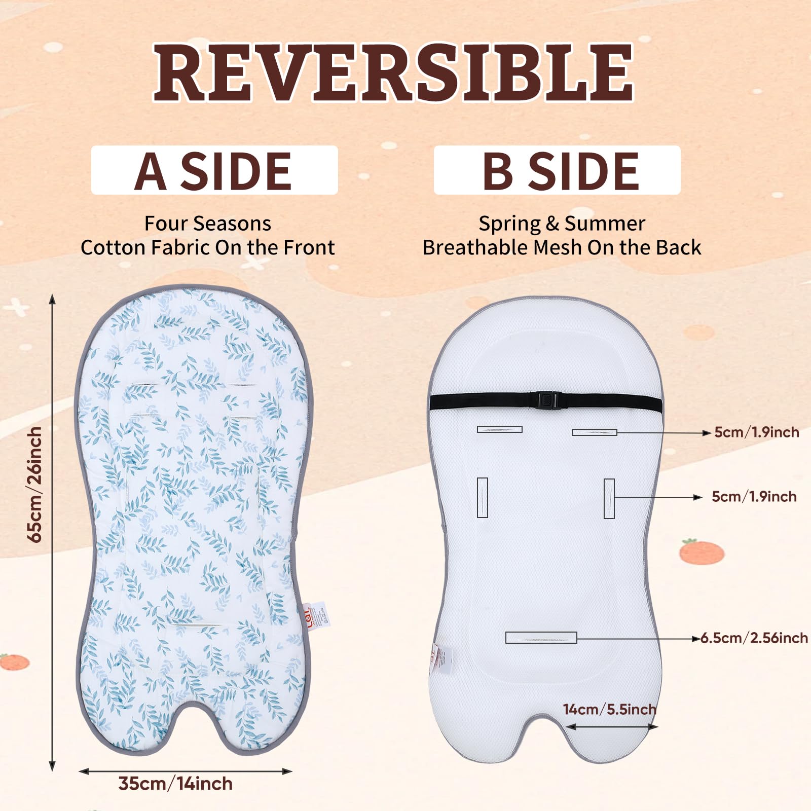 LAT Universal Baby Stroller Cushion Seat Liner, Baby Highchair Seat Liner - Image 2