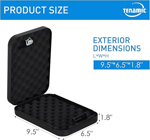 Miniatura 2 de Tenamic Caja fuerte para pistola, caja de seguridad portátil para pistola de viaje, caja de bloqueo de pistola de acero sólido para el hogar, cajas