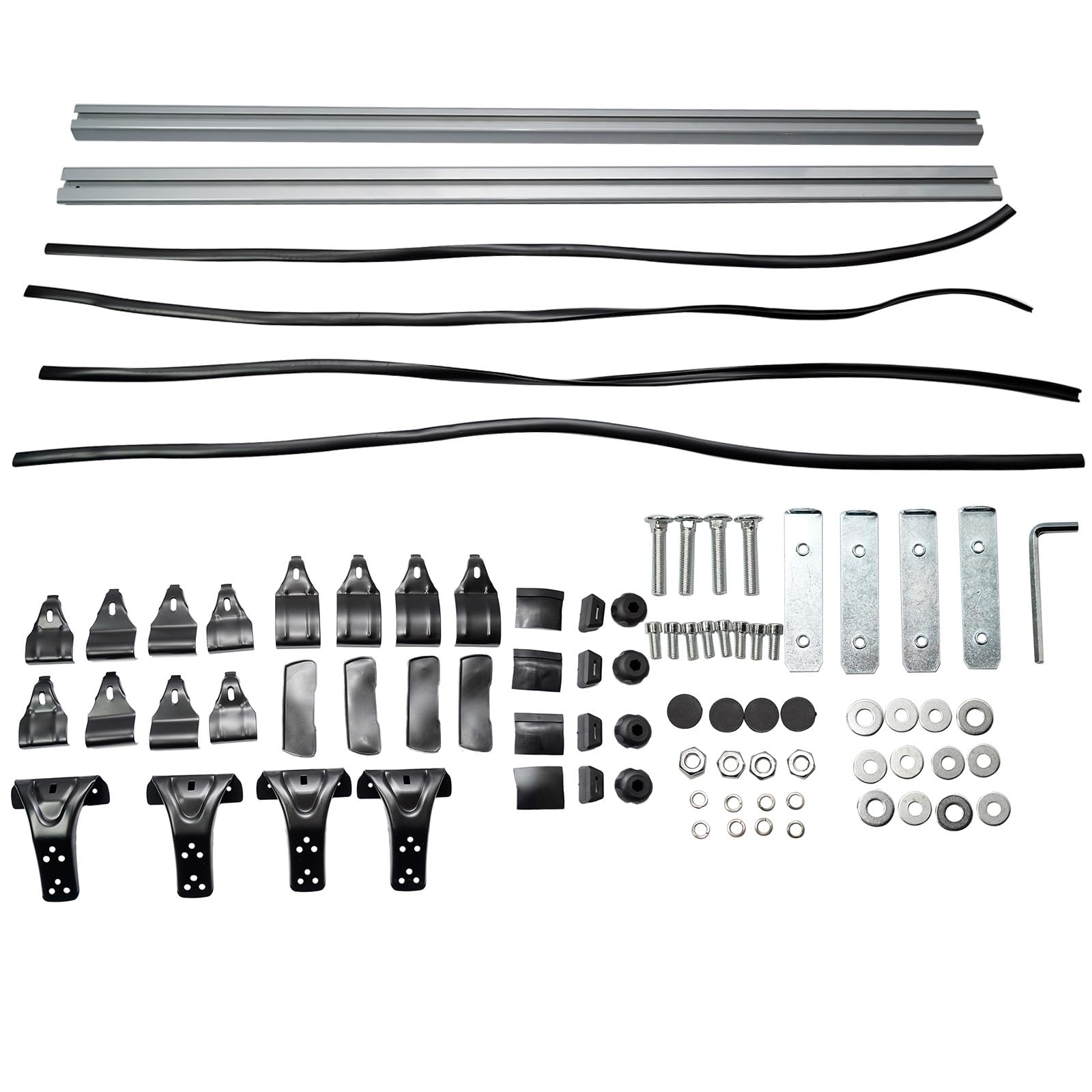 Universal 48" Car Top Roof Rack Cross Bar Luggage Cargo Carrier w/3 Kinds Clamps, Silver Aluminum, 165 lb Loading Capacity