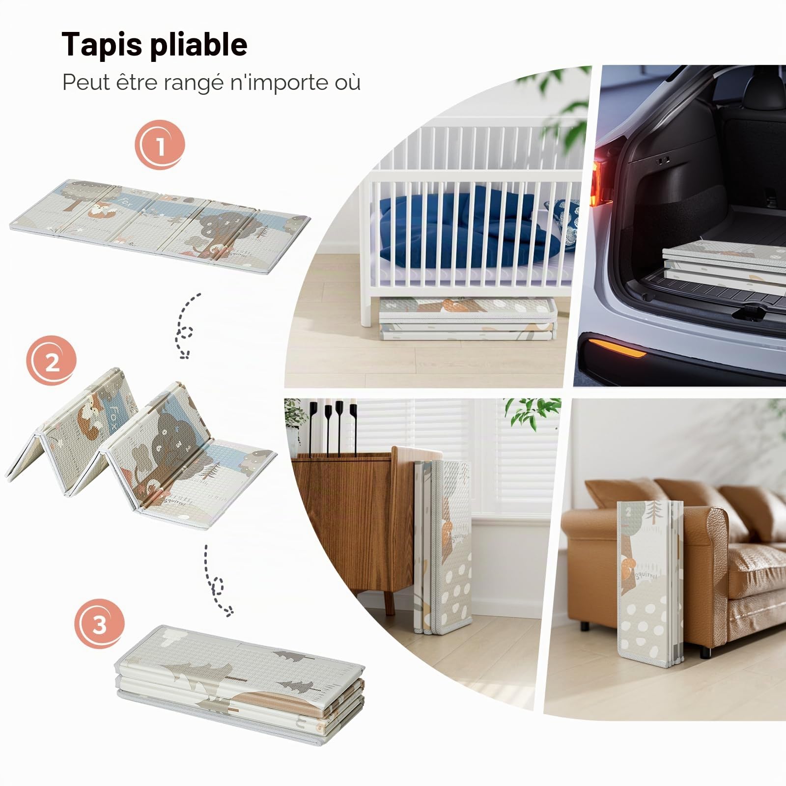 Julrring Parc Bébé 120x120 cm Avec Tapis Et Matelas Pour Maison | Parc bébé 120x120cm (tapis inclus), espace de jeu spacieux adapté à la maison, facile à nettoyer et à ranger