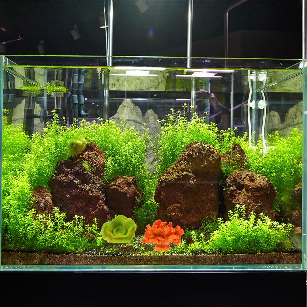 POPETPOP 4Pcs Aquarium Artificial Coral Ornament Resin Coral Reef Sea Star for Fish Tank Decoration Orange - Image 2