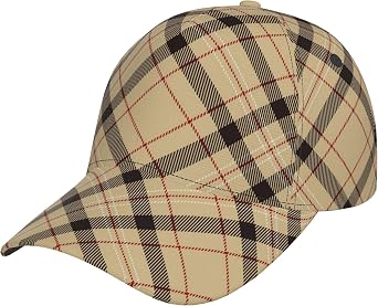 Mens Women Baseball Cap Snapback Cap, Black Red Beige and White Plaid Tartan Art Summer Trucker Hat Dad Cap for Outdoor Sports Camping Travel - Breathable Moisture Wicking Slouch Hat