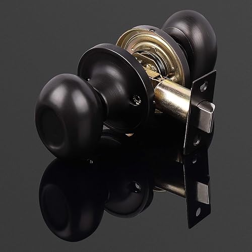 Miniatura 3 de knobelite Paquete de 10 pomos de puerta de bronce aceitado, estilo huevo, pomo de puerta de paso de forma ovalada, cerradura de manija de puerta sin