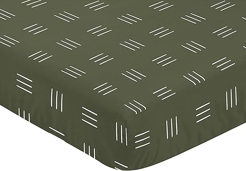 Miniatura 3 de Sweet Jojo Designs Hunter Green - Sábana bajera ajustable para cuna para bebé, guardería, blanco, bohemio, bosque, tribal, suroeste, escotilla de