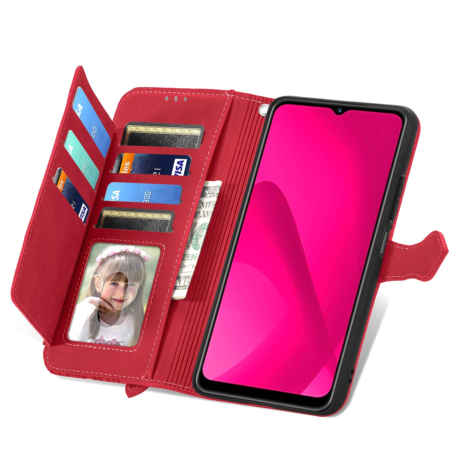UITUIM Cover per Xiaomi Redmi 14C Custodia con 2 Vetro Temperato Pellicola a Libro Portafoglio in Pelle Porta Carte Protettiva Flip Case,Blu