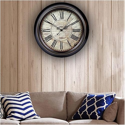 Miniatura 5 de Reloj de pared nórdico silencioso de 12 pulgadas, reloj de pared retro de metal para sala de estar, cocina, dormitorio, creativo, decoración de