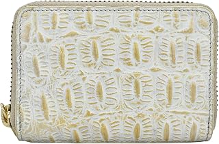 Anuschka Women’s Hand-Painted Genuine Leather Accordion Style Credit and Business Card Holder - Croco Embossed Cream Gold Price In India