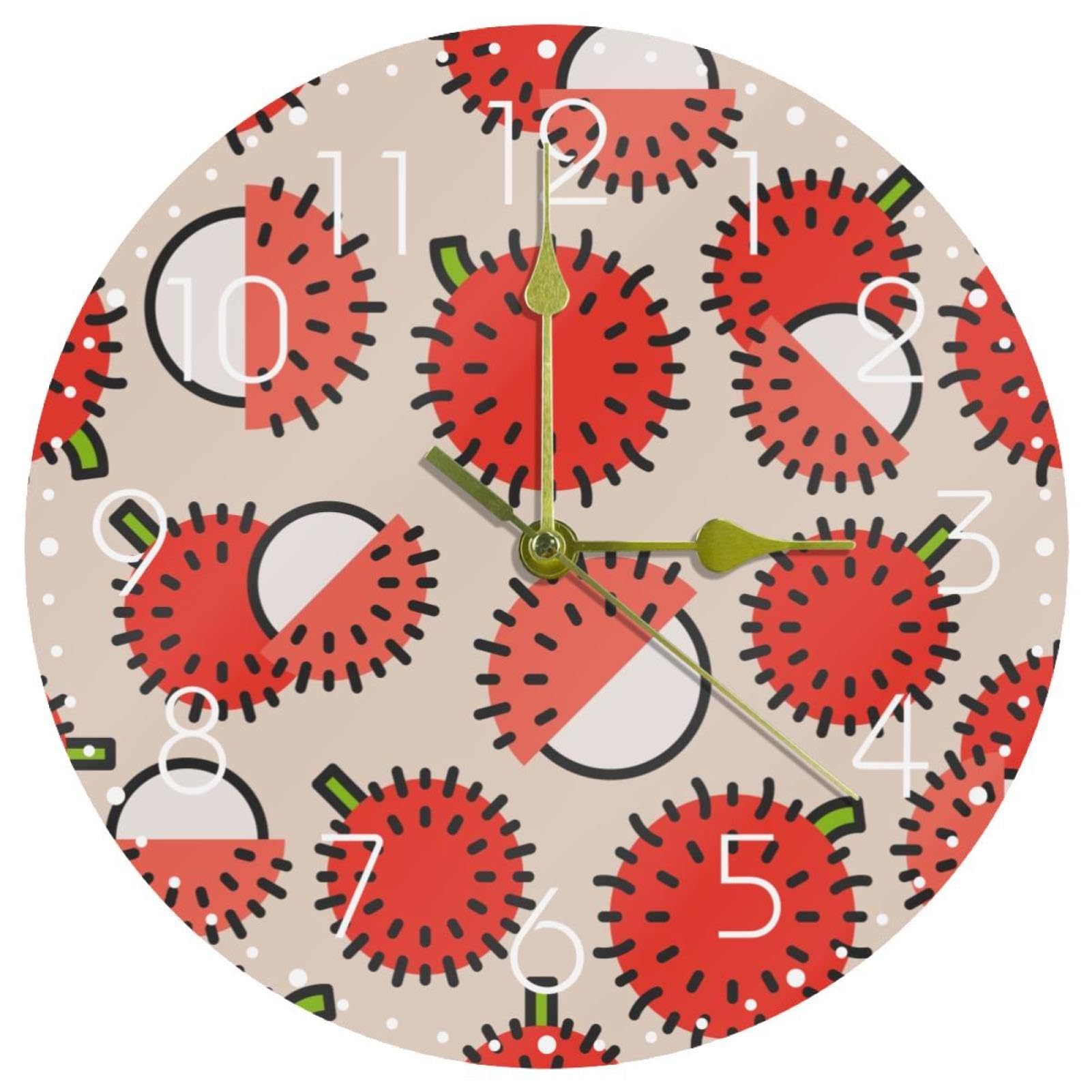 Horloge murale décorative pour chambre à coucher motif ramboutan
