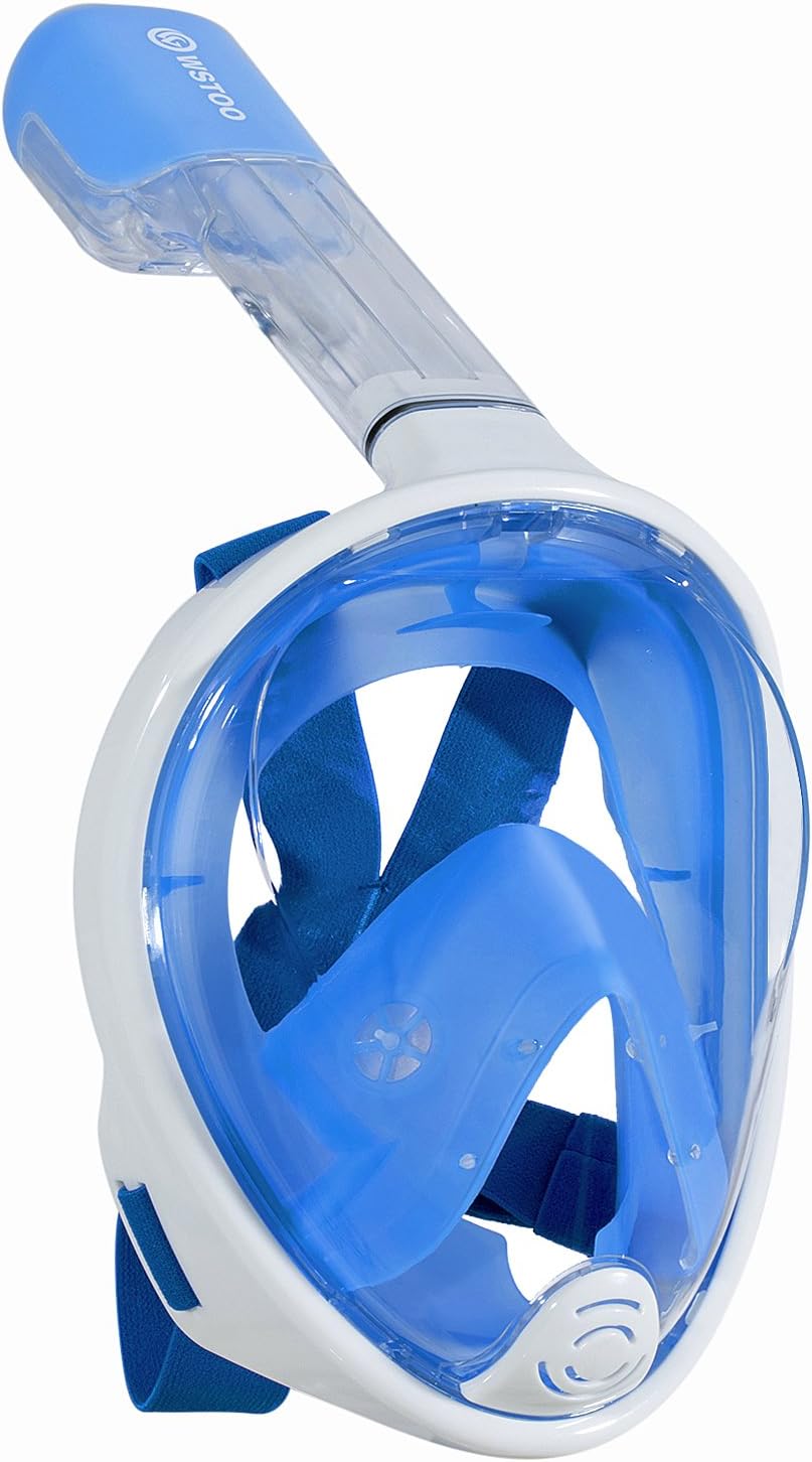 WSTOO Full Face Snorkeling Mask,180° Panoramic View Snorkeling Mask-Anti-fog Anti-leak For Adults & Kids …