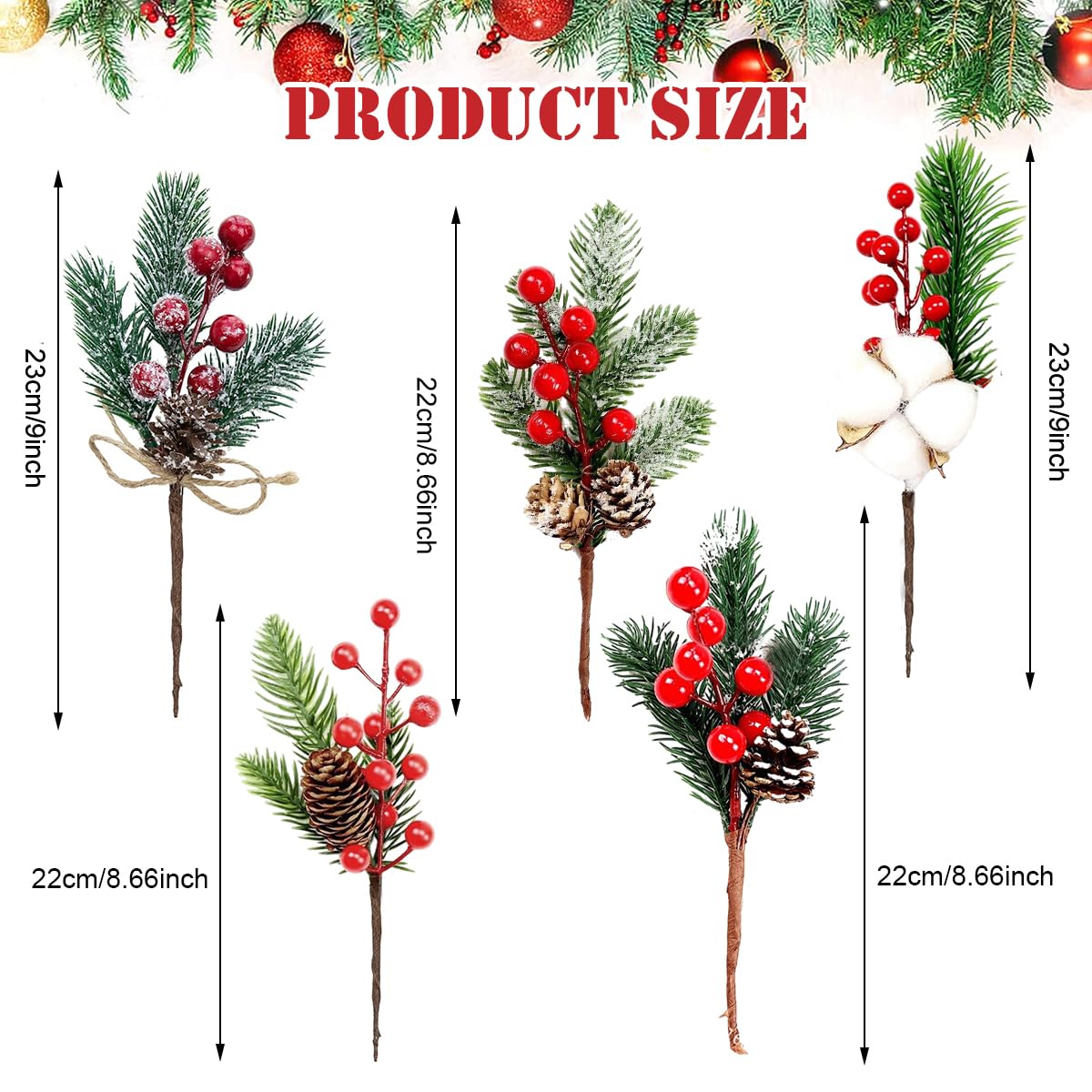 Red Berry Christmas Branches - Realistic Decor -2 Red Berry Christmas Branches - Realistic Decor -2