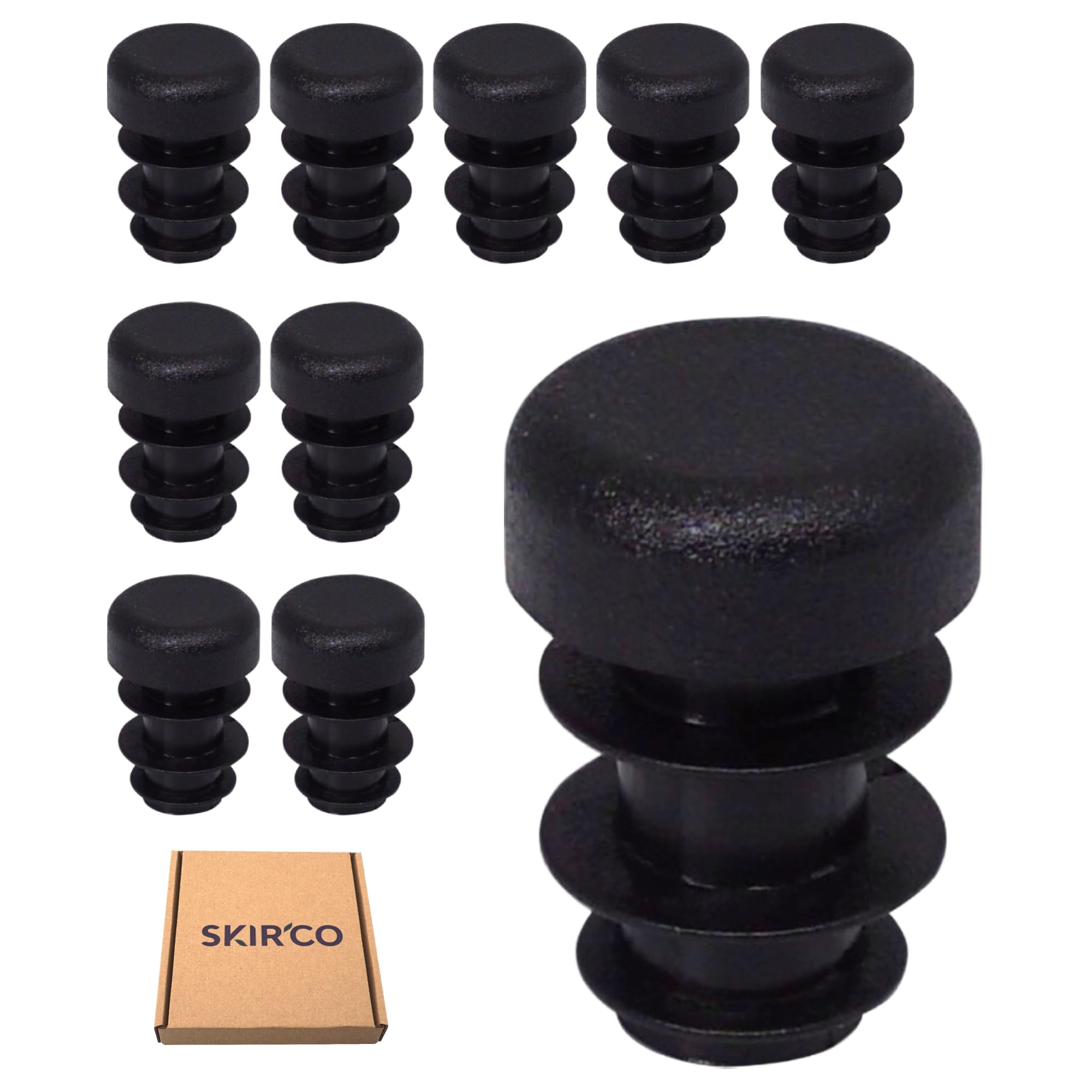 SKIR'CO (10 pcs) Round Tube Inserts 10 mm, Fence Post Plugs, Black Plastic Tube End Caps, Pipe Plugs, Black RAL 9005 - Image 2